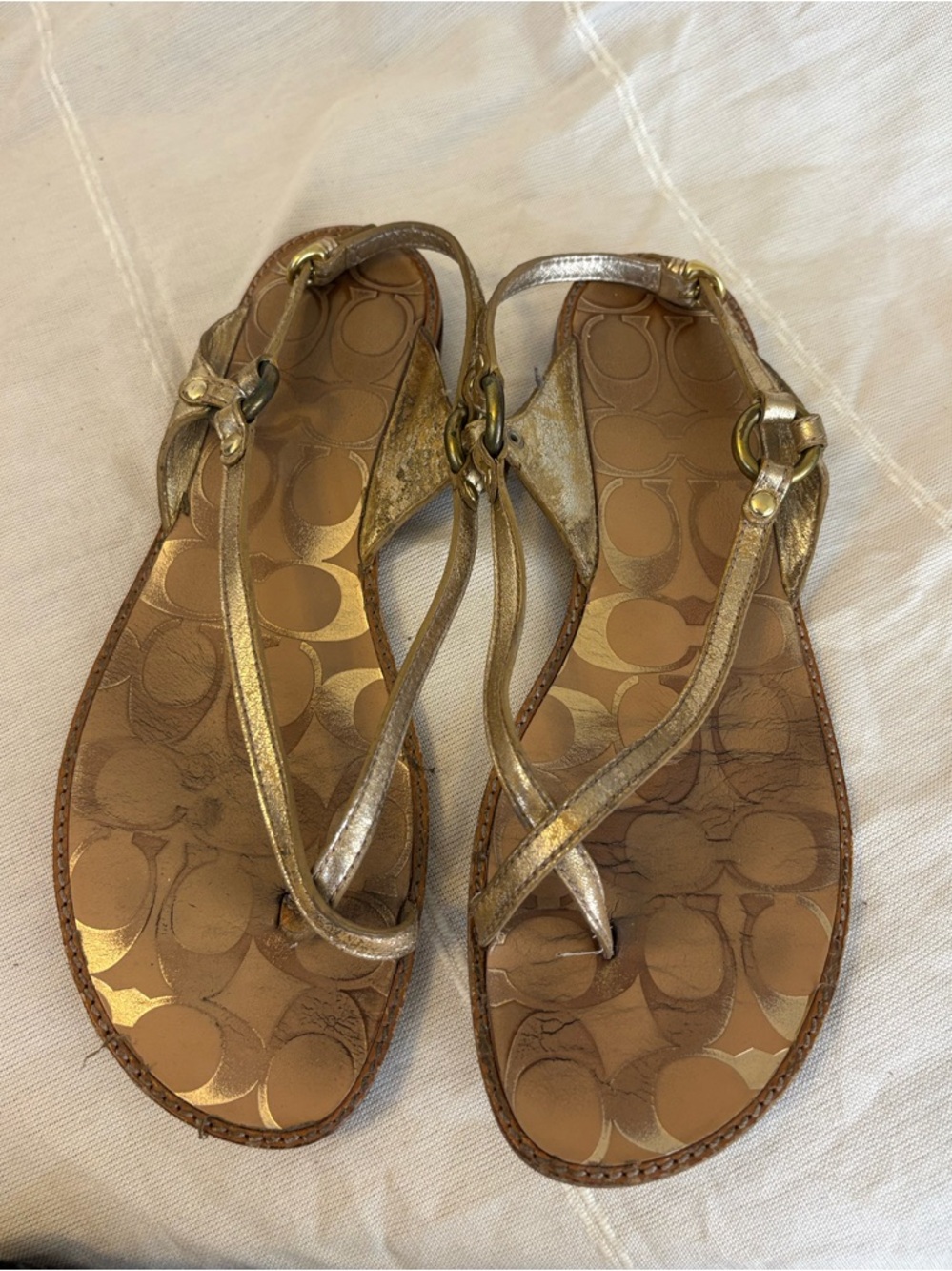 Vintage Coach Gold Sandals